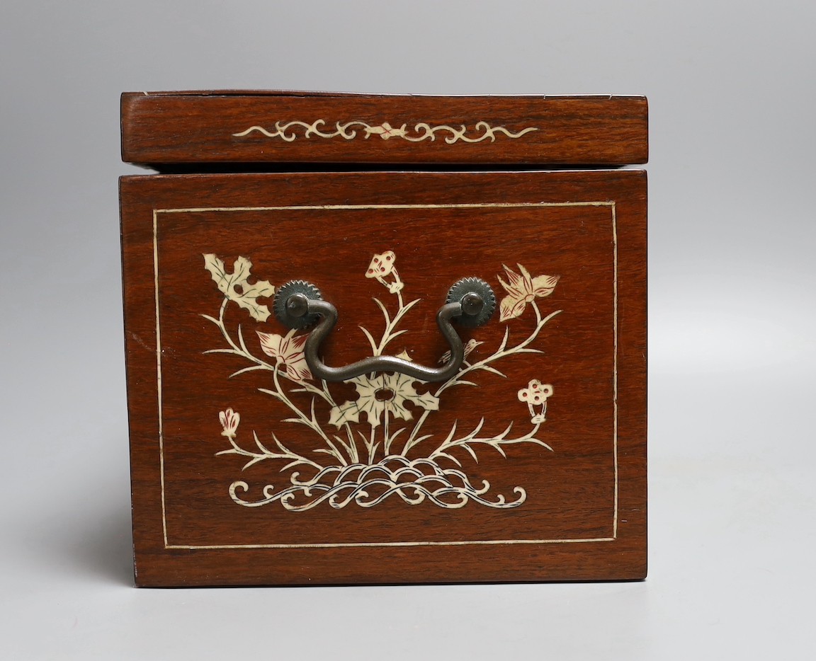 A Chinese bone inlaid box, 27cm wide